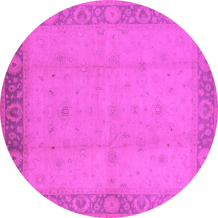 Round Machine Washable Oriental Pink Traditional Rug, wshurb470pnk
