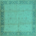 Square Oriental Turquoise Traditional Rug, urb470turq