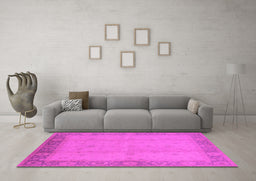 Machine Washable Oriental Pink Traditional Rug in a Living Room, wshurb470pnk