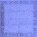 Square Machine Washable Oriental Blue Traditional Rug, wshurb470blu