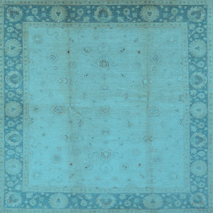 Square Machine Washable Oriental Light Blue Traditional Rug, wshurb470lblu