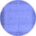 Round Oriental Blue Traditional Rug, urb470blu