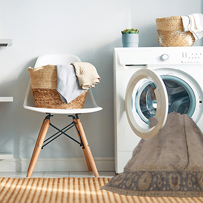 Machine Washable Industrial Modern Dark Almond Brown Rug in a Washing Machine, wshurb470