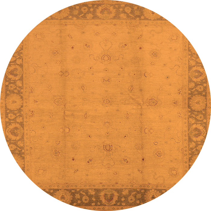 Round Oriental Orange Traditional Rug, urb470org