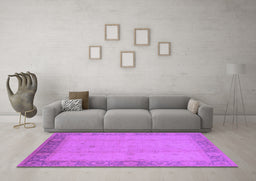 Machine Washable Oriental Purple Traditional Area Rugs in a Living Room, wshurb470pur