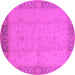 Round Oriental Pink Traditional Rug, urb470pnk