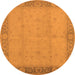 Round Machine Washable Oriental Orange Traditional Area Rugs, wshurb470org