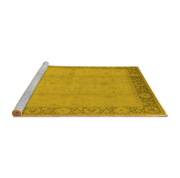 Sideview of Machine Washable Oriental Yellow Traditional Rug, wshurb470yw