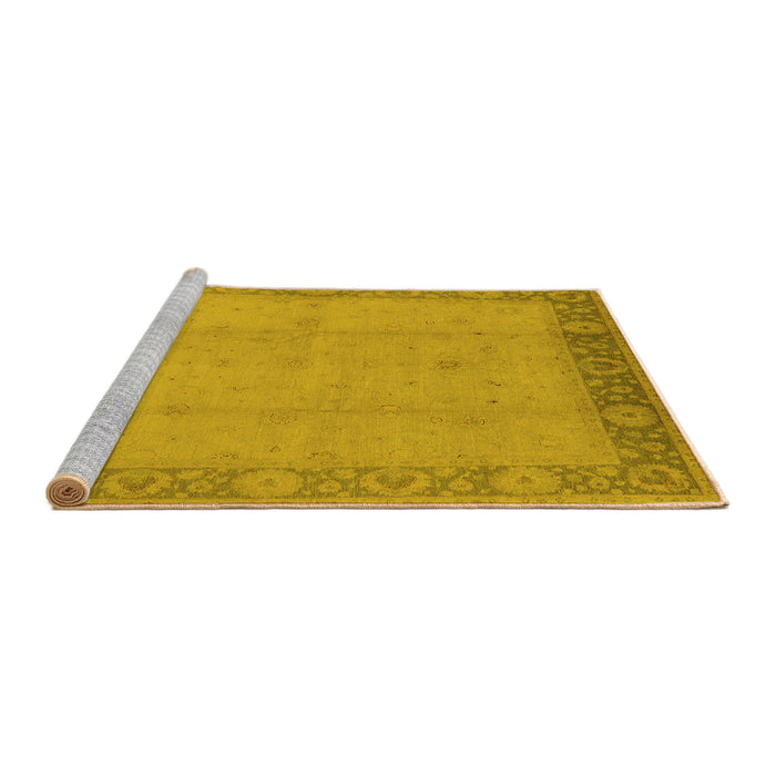Sideview of Machine Washable Oriental Yellow Traditional Rug, wshurb470yw