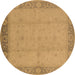 Round Oriental Brown Traditional Rug, urb470brn