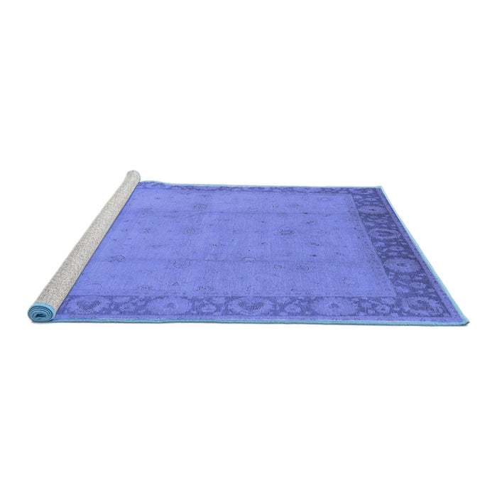 Sideview of Machine Washable Oriental Blue Traditional Rug, wshurb470blu