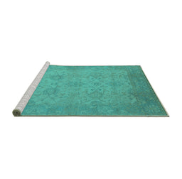 Sideview of Machine Washable Oriental Turquoise Industrial Area Rugs, wshurb471turq