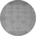 Round Machine Washable Oriental Gray Industrial Rug, wshurb471gry