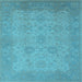 Square Machine Washable Oriental Light Blue Industrial Rug, wshurb471lblu