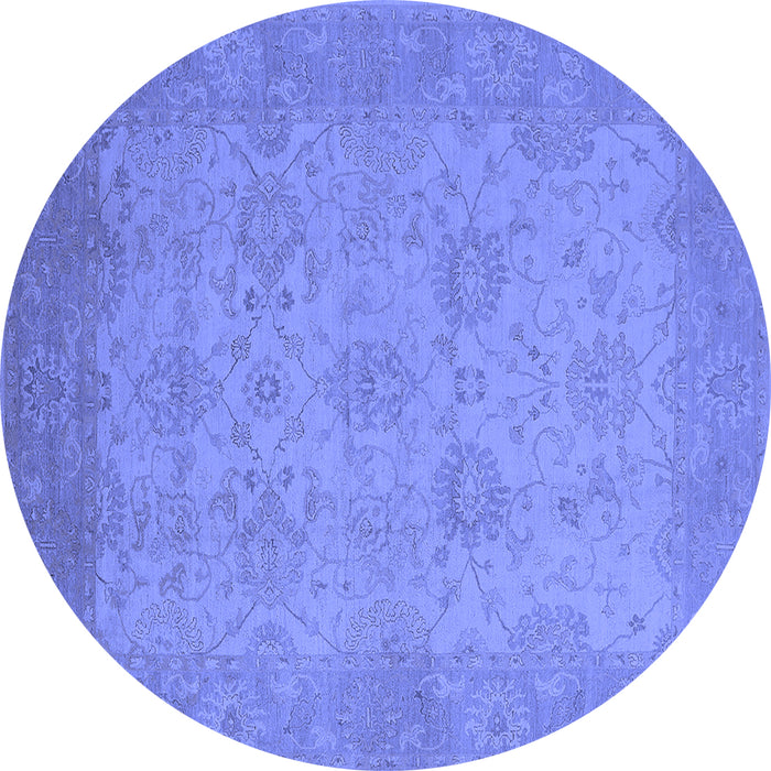 Round Oriental Blue Industrial Rug, urb471blu