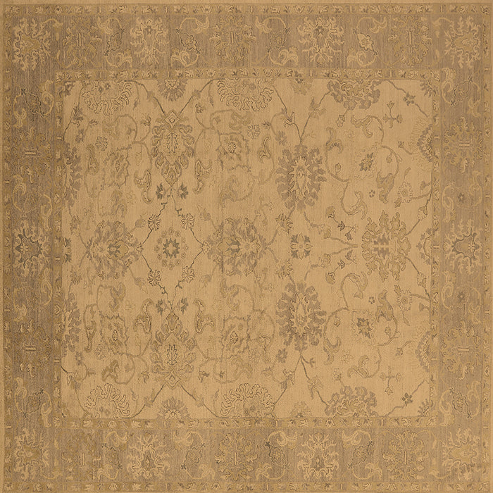 Square Machine Washable Oriental Brown Industrial Rug, wshurb471brn
