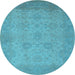 Round Oriental Light Blue Industrial Rug, urb471lblu