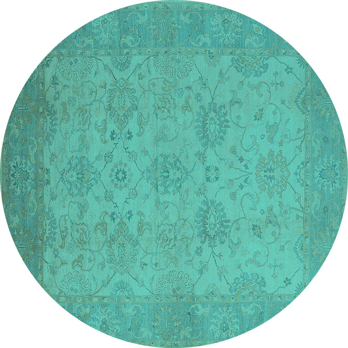 Round Oriental Turquoise Industrial Rug, urb471turq
