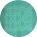 Round Oriental Turquoise Industrial Rug, urb471turq