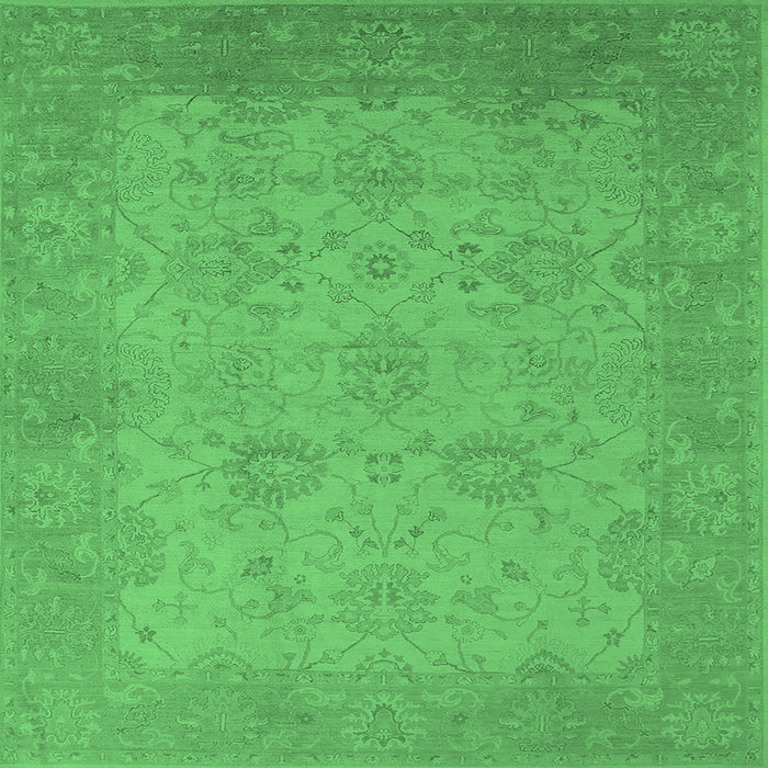 Square Machine Washable Oriental Emerald Green Industrial Area Rugs, wshurb471emgrn