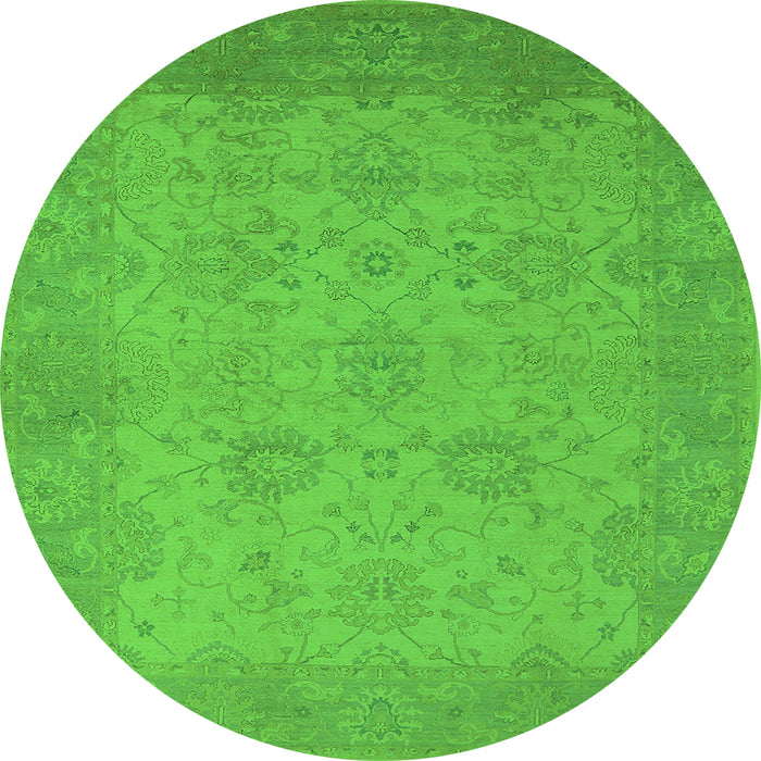 Round Oriental Green Industrial Rug, urb471grn