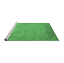 Sideview of Machine Washable Oriental Emerald Green Industrial Area Rugs, wshurb471emgrn
