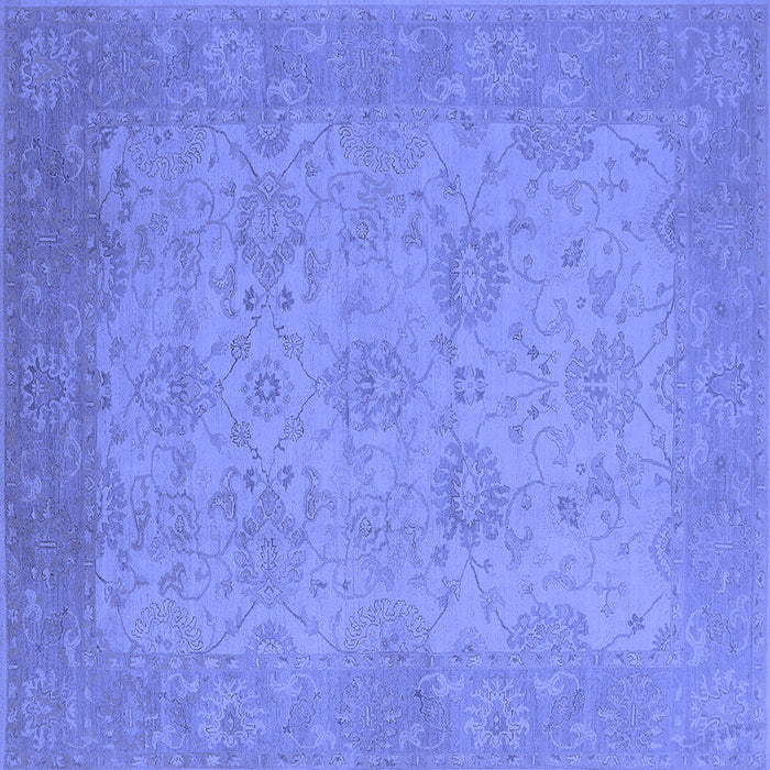 Square Machine Washable Oriental Blue Industrial Rug, wshurb471blu