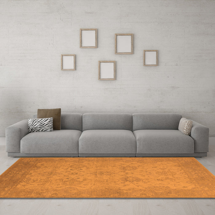 Machine Washable Oriental Orange Industrial Area Rugs in a Living Room, wshurb471org