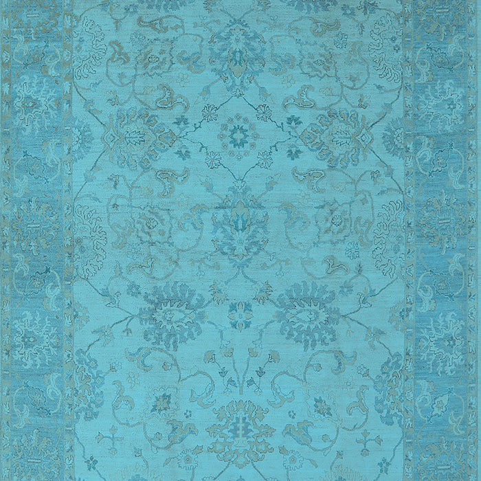 Machine Washable Oriental Light Blue Industrial Rug, wshurb471lblu