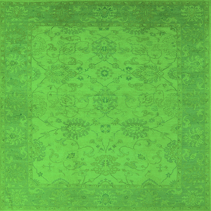 Square Machine Washable Oriental Green Industrial Area Rugs, wshurb471grn