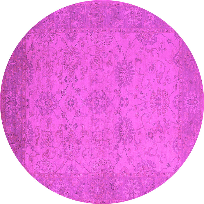 Round Machine Washable Oriental Pink Industrial Rug, wshurb471pnk