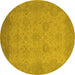 Round Oriental Yellow Industrial Rug, urb471yw