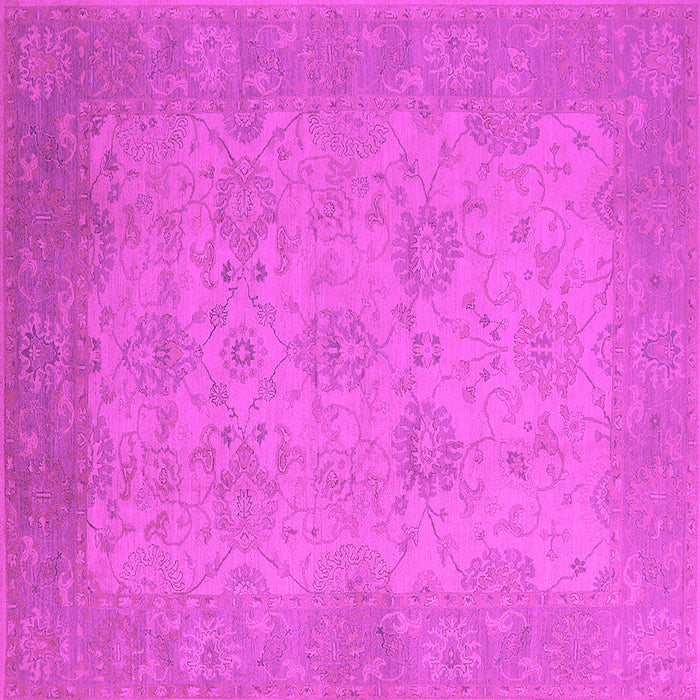 Square Machine Washable Oriental Pink Industrial Rug, wshurb471pnk