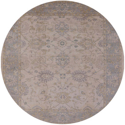 Round Mid-Century Modern Rose Purple Oriental Rug, urb471