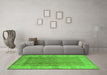 Machine Washable Oriental Green Traditional Area Rugs in a Living Room,, wshurb472grn