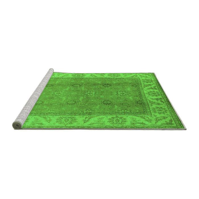 Sideview of Machine Washable Oriental Green Traditional Area Rugs, wshurb472grn