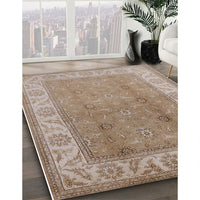 Mid-Century Modern Light French Beige Brown Oriental Rug, urb472