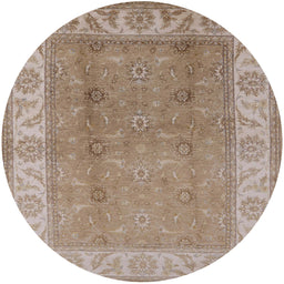 Round Machine Washable Industrial Modern Light French Beige Brown Rug, wshurb472