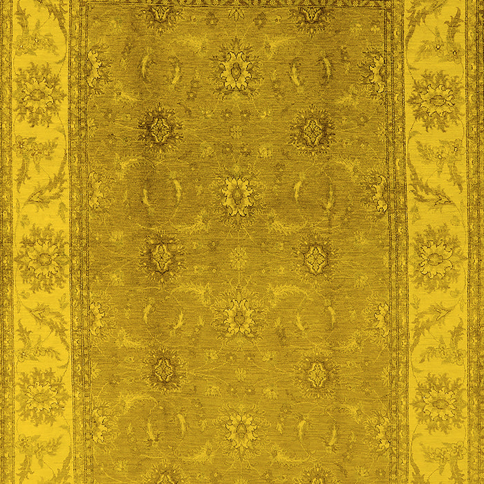 Machine Washable Oriental Yellow Traditional Rug, wshurb472yw