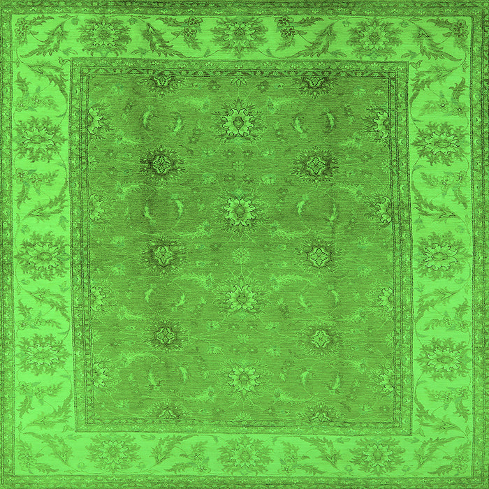 Square Oriental Green Traditional Rug, urb472grn