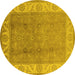 Round Oriental Yellow Traditional Rug, urb472yw