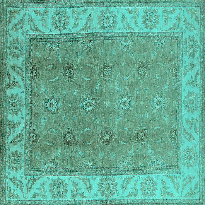 Square Oriental Turquoise Traditional Rug, urb472turq