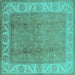 Square Oriental Turquoise Traditional Rug, urb472turq