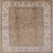 Square Machine Washable Industrial Modern Light French Beige Brown Rug, wshurb472