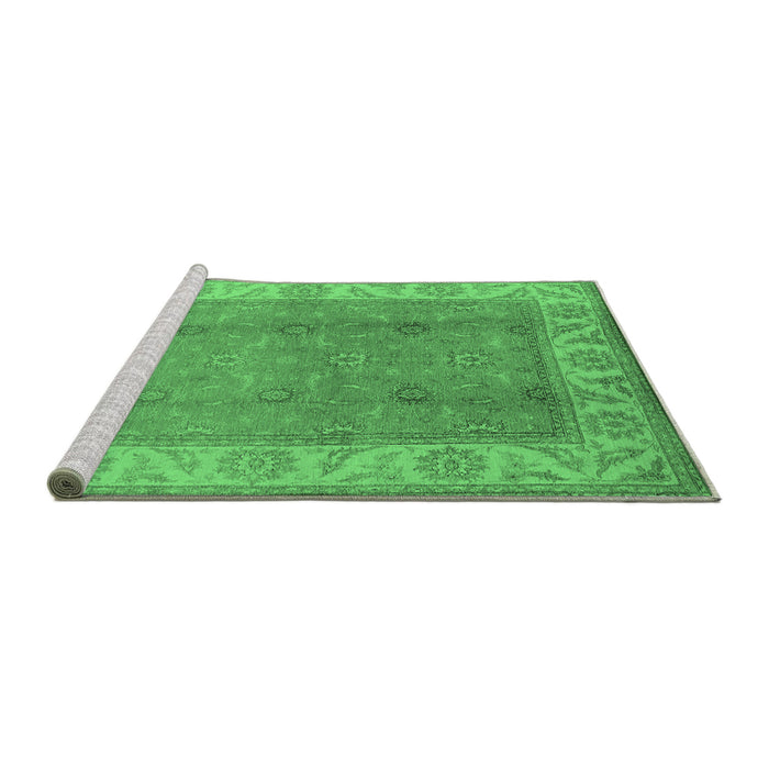 Sideview of Machine Washable Oriental Emerald Green Traditional Area Rugs, wshurb472emgrn