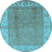 Round Oriental Light Blue Traditional Rug, urb472lblu