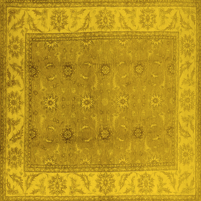Square Machine Washable Oriental Yellow Traditional Rug, wshurb472yw