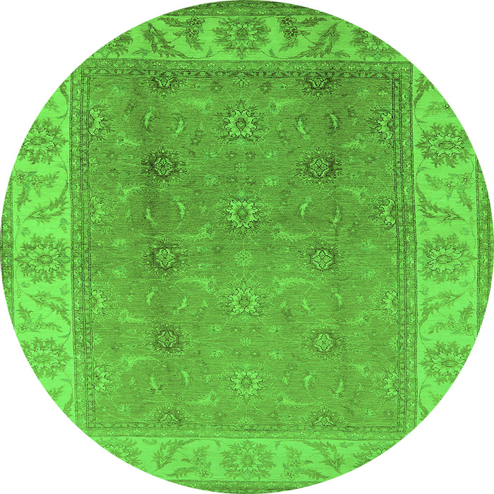 Round Oriental Green Traditional Rug, urb472grn