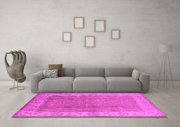 Machine Washable Oriental Pink Traditional Rug in a Living Room, wshurb472pnk
