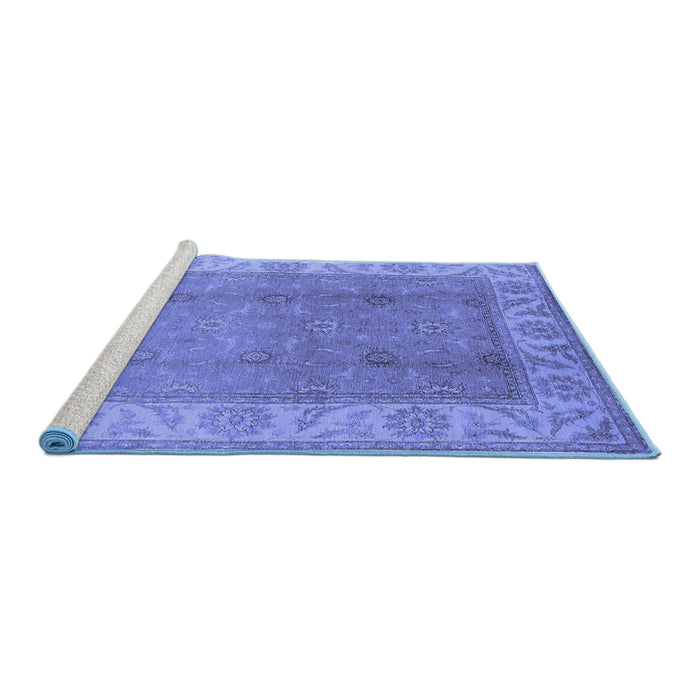 Sideview of Machine Washable Oriental Blue Traditional Rug, wshurb472blu